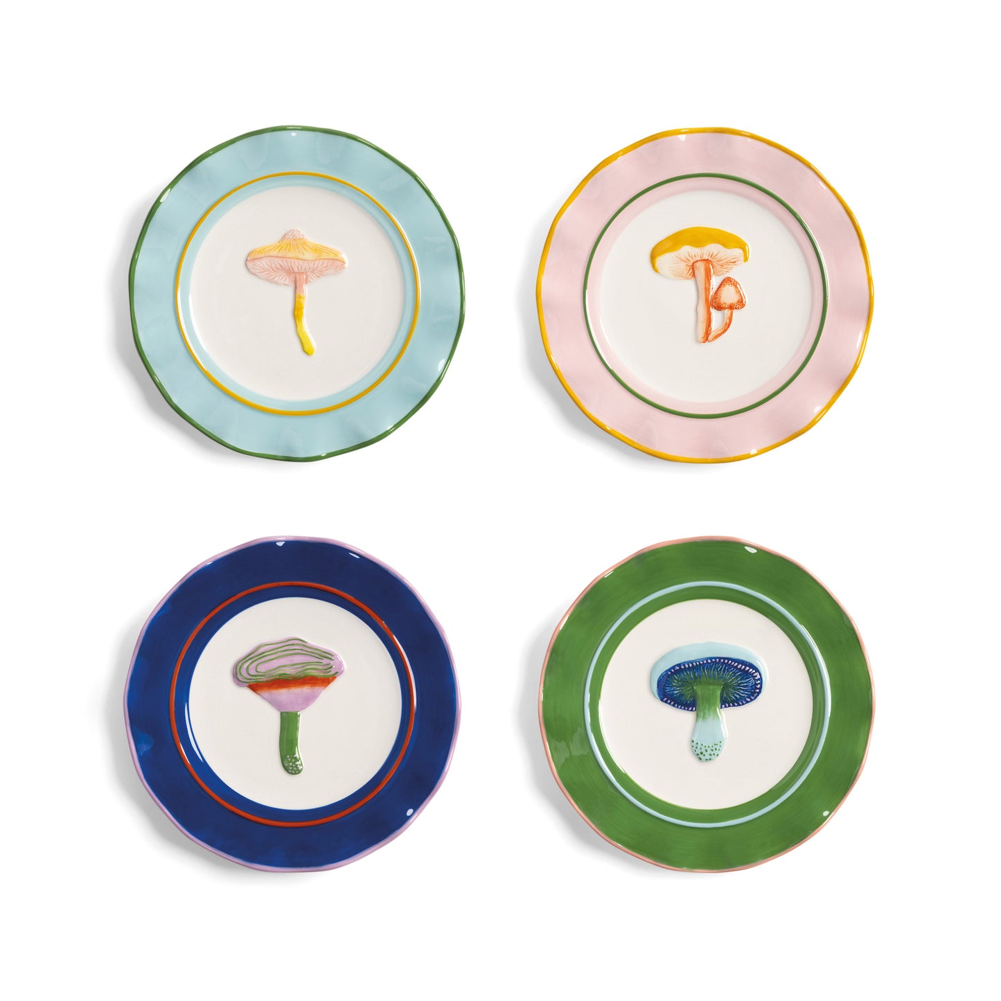Plate magic mushroom set of 4