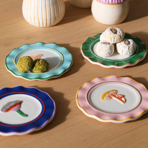 Plate magic mushroom set of 4